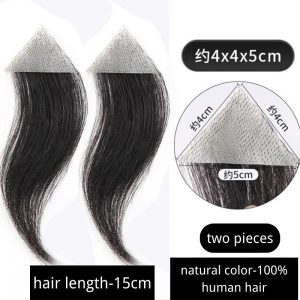 Men's V Loop Frontal Toupee Men's PU Human Hair Hairline 100% Real Human Hair Forehead Hair Patch Hairpiece Sideburns Toupee Men Invisible Seamless Ultra Thin Skin PU Men's Hair System 1B Color - Image 10