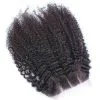 Human Hair Lace Closure Mongolian Remy Hair Afro Kinky Curly Free Part Lace Closure 4x4 inchs Natural Color