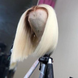 Brown Roots Ombre Blonde 613 Lace Frontal BOB Wig 150% Blonde Bob Lace Front Wig Brazilian Remy Bob Ombre Colored Human Hair Wigs For Women - Image 5