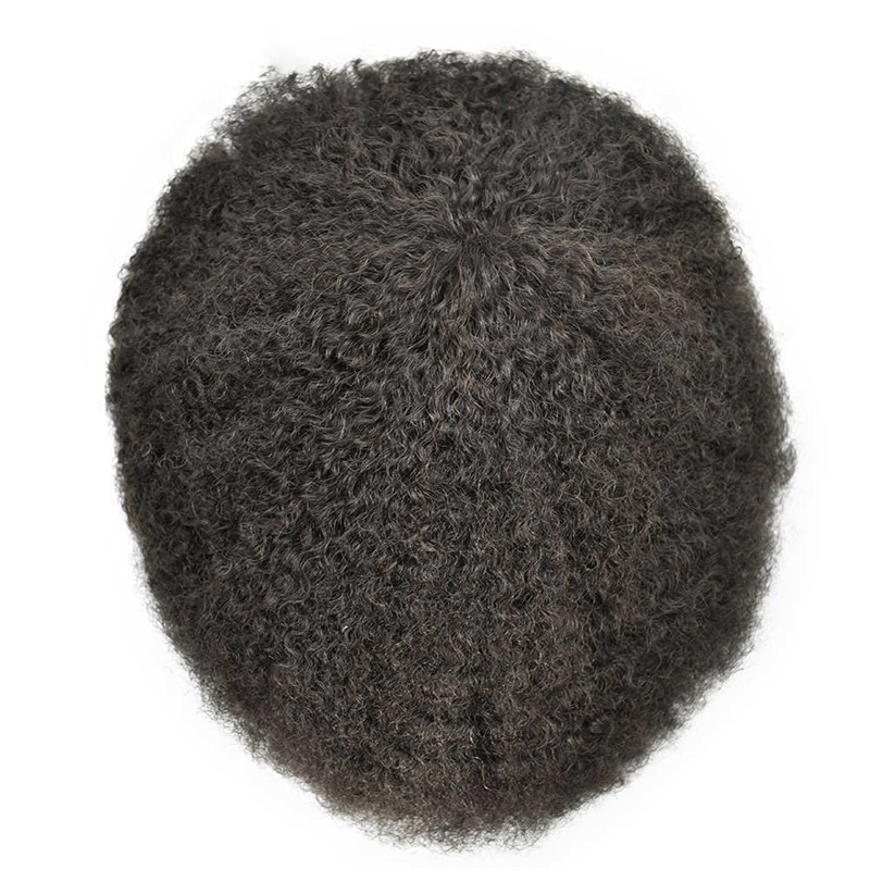Pwigs Hairpiece Afro Toupee For Black Men Full Poly Skin Pu African American Curly Afro Wig 150% Density Toupee Hairpieces 10X8 Inch - Image 8