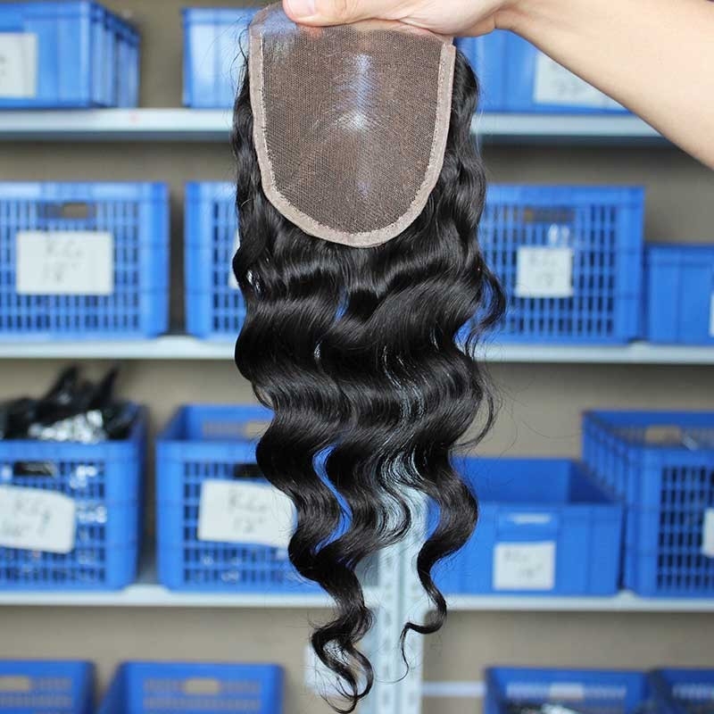 4x4 HD Closure Pieces Loose Wave Cambodian Remy Human Hair Middle Part Lace Closure 4x4 inches Natural Color