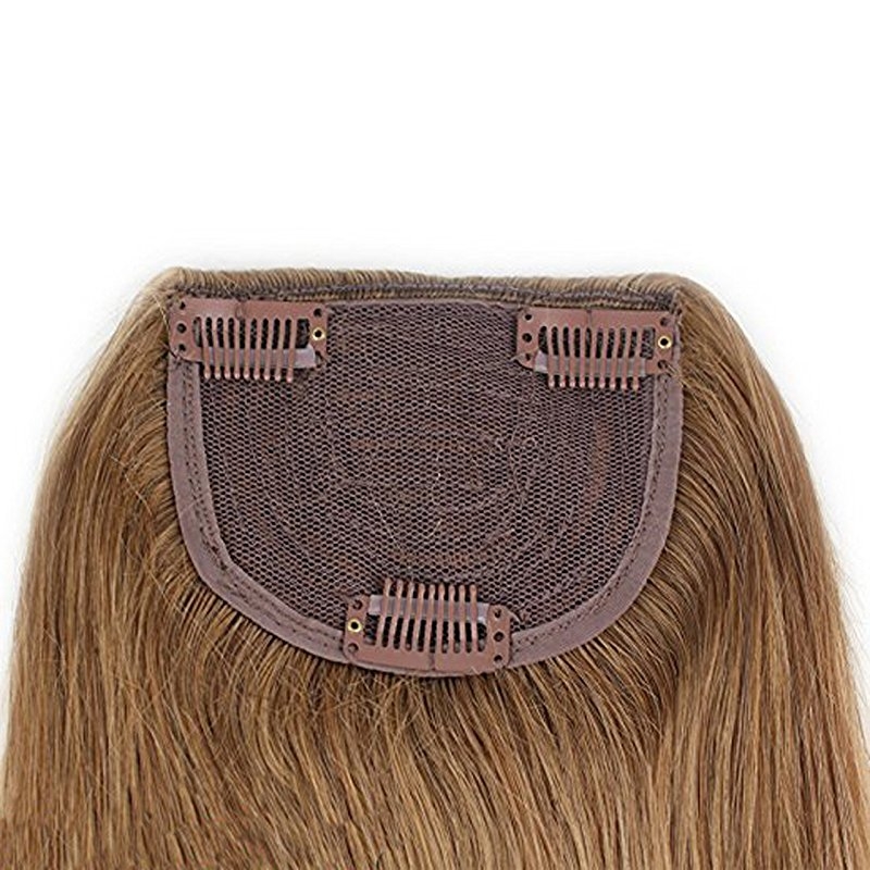 #8 Blonde Clip-in Front Hair Bangs Full Fringe Short Straight Hairpieces Brazilian Virgin Human Hair Extensions for women 6-8inch (#2) - Image 2