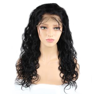 Lace Front Wigs Online 22 inch Natural Black Loose Wave Brazilian Hair Natural Human Hair Wig with Baby Hair Bleached Knots