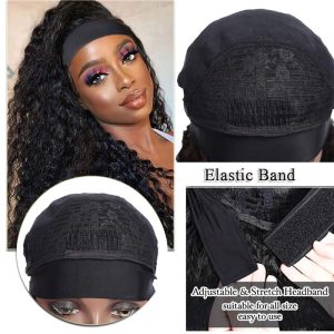 Headband Wig Deep Wave 18 inch Human Hair Wigs None Lace Front Wigs Virgin Hair Machine Made Wigs curly hair Headband for Black Women - Image 4
