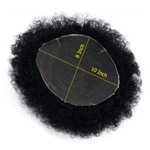 Human Hair Afro Curly Mens Toupee Hairpiece Wig Mono Base with Hard PU Reforced Color #1B Black 8x10 Men's Toupee Kinky Curly - Image 21