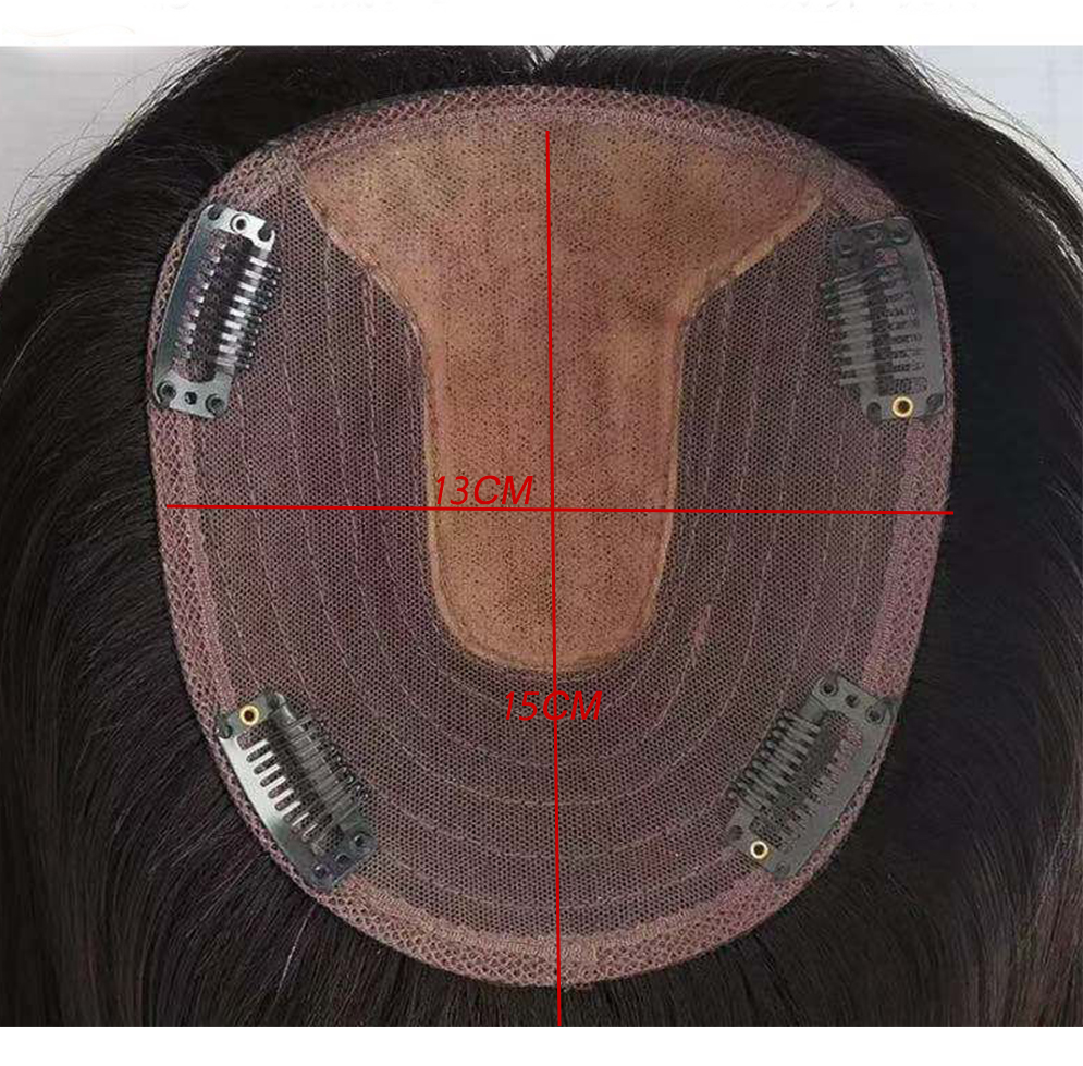 PWigs 13x15cm Hair Closure Silk Base Top Hair pieces Crown Topper Clip in Hair Toppers Top Hairpieces for Women Toupees Human Hair - Image 9