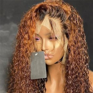 Alternative view of Honey Blonde Ombre 13x4 Lace Front Human Hair Wigs Brazilian Long Curly Lace Front Wigs 150%
