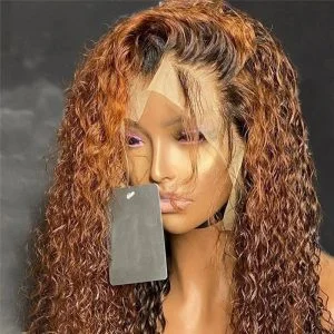 Alternative view of Honey Blonde Ombre 13x4 Lace Front Human Hair Wigs Brazilian Long Curly Lace Front Wigs 150%