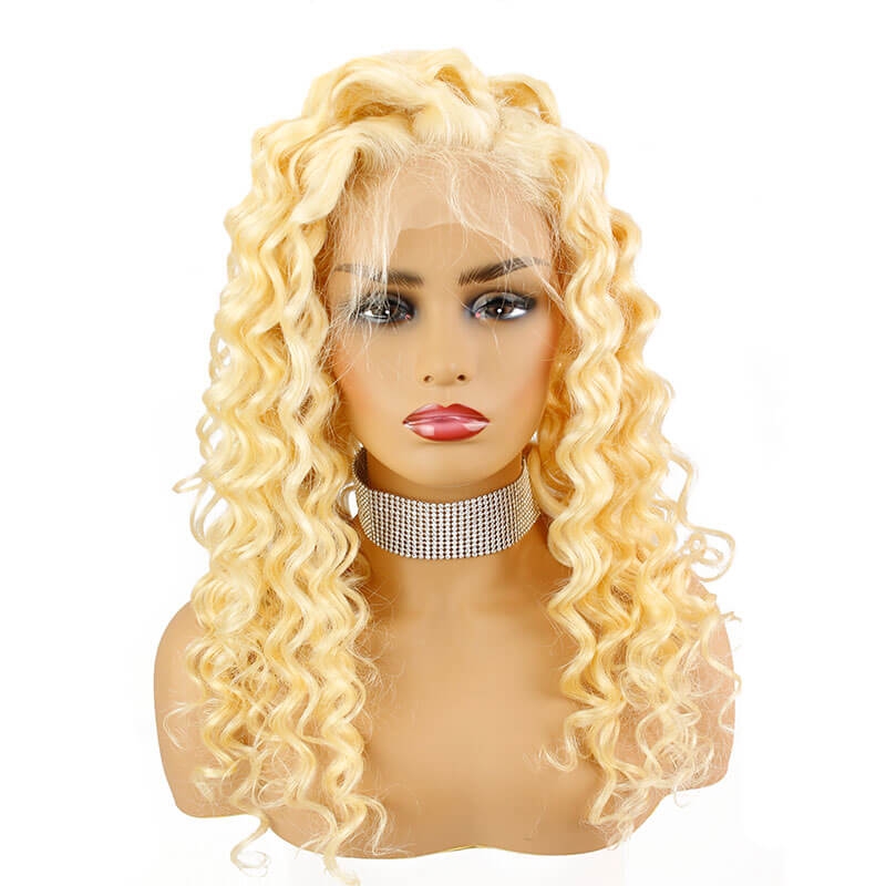 Deep Wave Color #613 Human Hair Lace Wigs Pre Plucked Natural Hair Line Natural Baby Hair Around Brazilian Hair (22inch) - Image 2