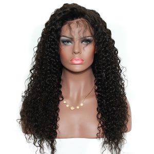 Curly Lace Front Wig 250% Density With Babay Hair Around Bleached Knots 8A Grade Natural Color Deep Curly Human Hair Natural Color Unprocessed