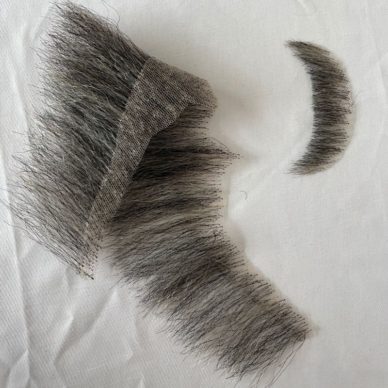 Fake Beard Swiss Lace Fake Beard And Moustache Real Human Hair Handmade Light Beard For Men Invisible Beards For Man Grey Color - Image 6