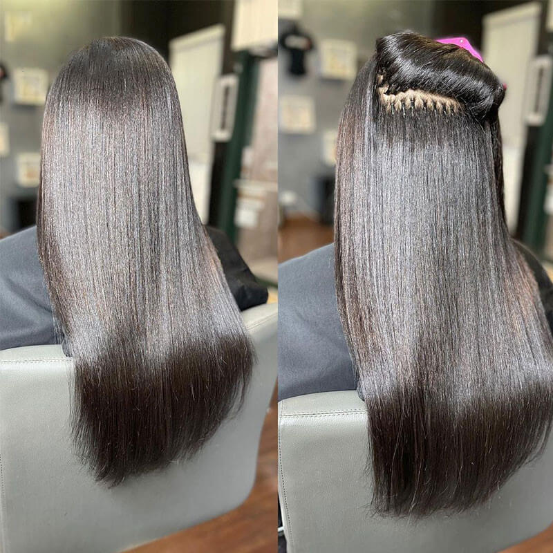 Coarse Yaki Straight I Tip Microlinks 100% Human Virgin Hair Weave Bundles Brazilian I Tip Hair Extensions - Image 4