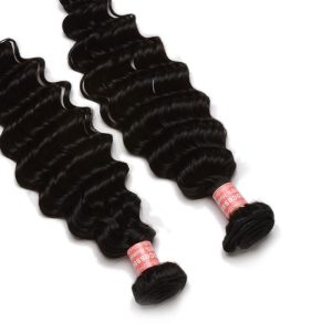 Natural Color Deep Wave Brazilian Human Hair Weave 3pcs Bundles Deals - Image 4