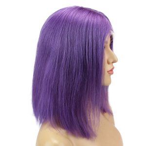 Purple Short Bob 13x6 Lace Front Wigs Remy Hair Middle Deep Part Shoulder Colored Human Hair Wig Baby Hair - Image 3