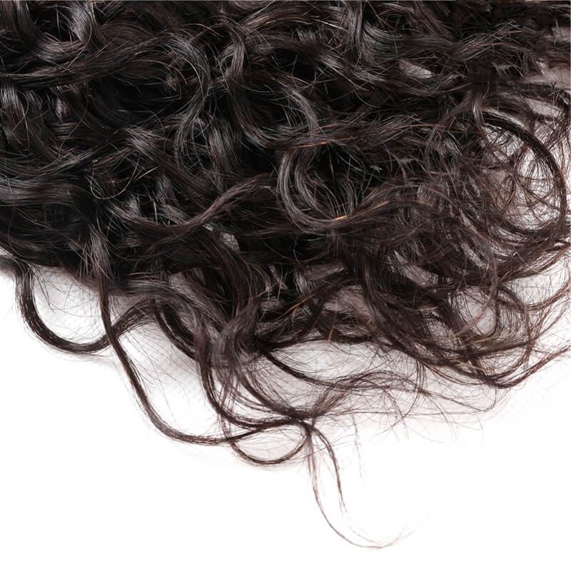 Human Hair Natural Color Hair Bundles With 13x4 Lace Frontal Pre Plucked Bleached Knots - Image 5