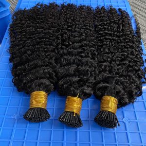 3B 3C Kinky Curly Microlinks Human Hair Extensions Brazilian Virgin Hair Weave Bundles I Tip Hair Extensions Bulk Pwigs - Image 5