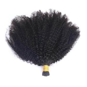 Afro Kinky Curly Coily Microlinks I Tip Hair Extensions Human Hair For Black Women 4B 4C Salon Brazilian Virgin Hair Pwigs - Image 5