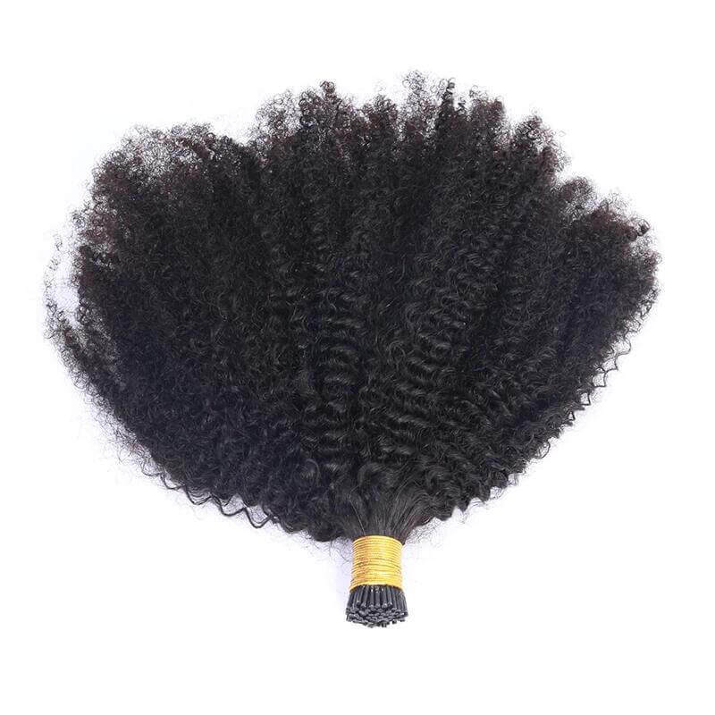 Afro Kinky Curly Coily Microlinks I Tip Hair Extensions Human Hair For Black Women 4B 4C Salon Brazilian Virgin Hair Pwigs - Image 5