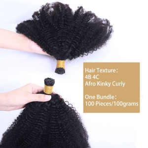 Afro Kinky Curly Coily Microlinks I Tip Hair Extensions Human Hair For Black Women 4B 4C Salon Brazilian Virgin Hair Pwigs - Image 7