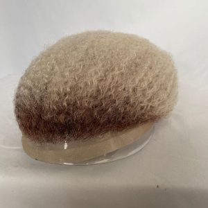 Men Toupee Human Hair Afro Curly Ombre #60 White Color Toupee for Men 8x10 inch Afro Curl Toupee for Black Men Full French Lace Hair System 360 Weave Men Toupee Hair System - Image 25