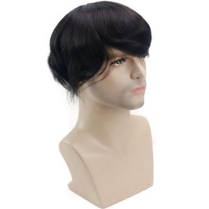 Toupee for Men Hair Unit Wig for Men Mono Lace Men's Wig Man Toupee Real Human Hair Pieces Men1B Off Black Color Man Hair7x9inch - Image 5