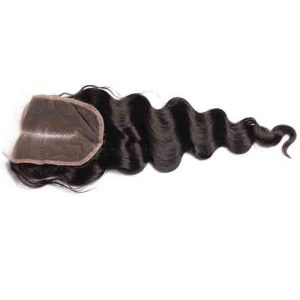 Loose Wave Peruvian Remy Hair Free Part Lace Closure Sew In 4x4 inchs Natual Color - Image 3