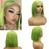 13x4 Lace Frontal Bob Wigs Peruvian Hair Light  Green Ombre Color Human Hair Lace Front Bob Wig