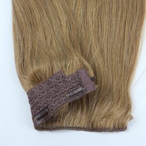 Color #8 Human Hair Flip in Hair Extension Fish Line Hair Extension - Image 3