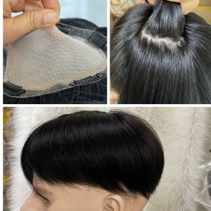Men Toupee Silk Base Wigs For Men Short Hair PU Silk Base Toupee Human Hair Toupee For Men Hair pieces Transparent skin Hair Replacement Natural Hair - Image 4