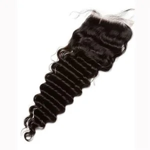 Alternative view of 4x4 HD Lace Closure Cambodian Human Remy Hair Deep Wave Free Part Lace Closure Hair Piece 4x4 inchs Natural Color