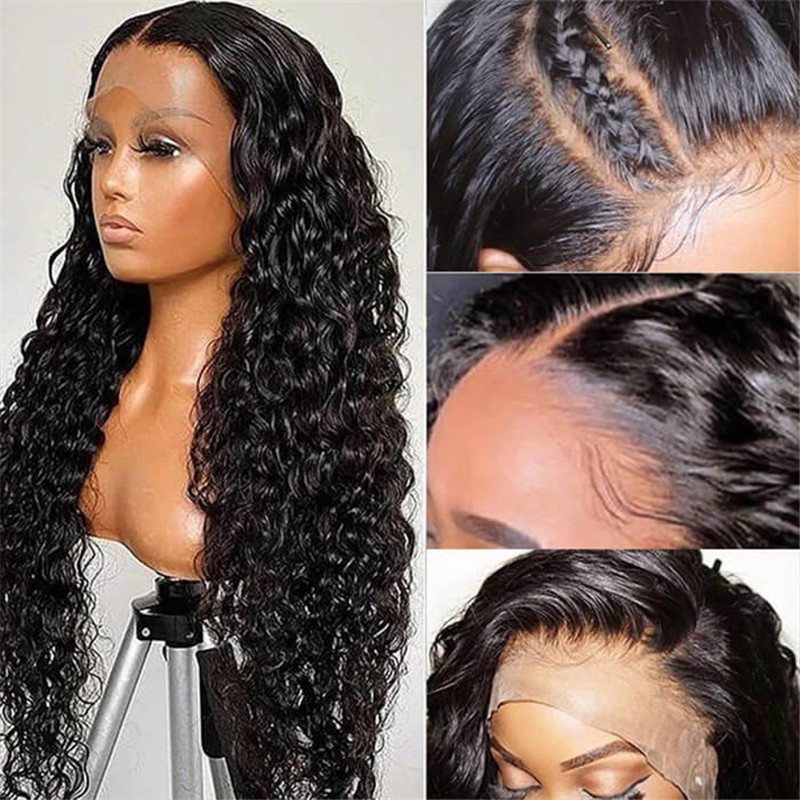 Water Wave 13*6 Hd Transparent Lace Front Wig Human Hair Wet And Wavy Wigs Pre Plucked For Sale - Image 2