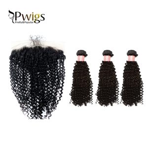 Alternative view of Kinky Curly bundles With 13x6 Lace Frontal Closure Human Hair 4pcs Lot 8A