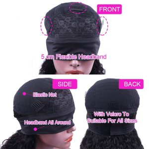 HeadBand Wig Curly Human Hair Wig None Lace Front Wigs for Black Women Deep Wave Machine Made Wigs Natural Color 150% Density - Image 3