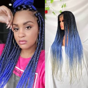 9x6 Lace Ombre Wigs 36 Inch double Lace Front Box Braided Wigs Knotless Lace Frontal Wig Synthetic Black Hand Braided Cornrow Braids Wigs With Baby Hair