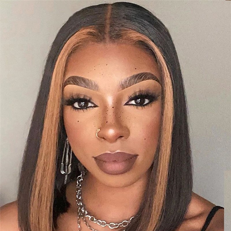 150% Brazilian Straight Ombre Honey Blonde Highlight 1b 30 Colored Lace Front Human Hair Wigs For Women Bob Wig 13x4 Closure Wig - Image 2