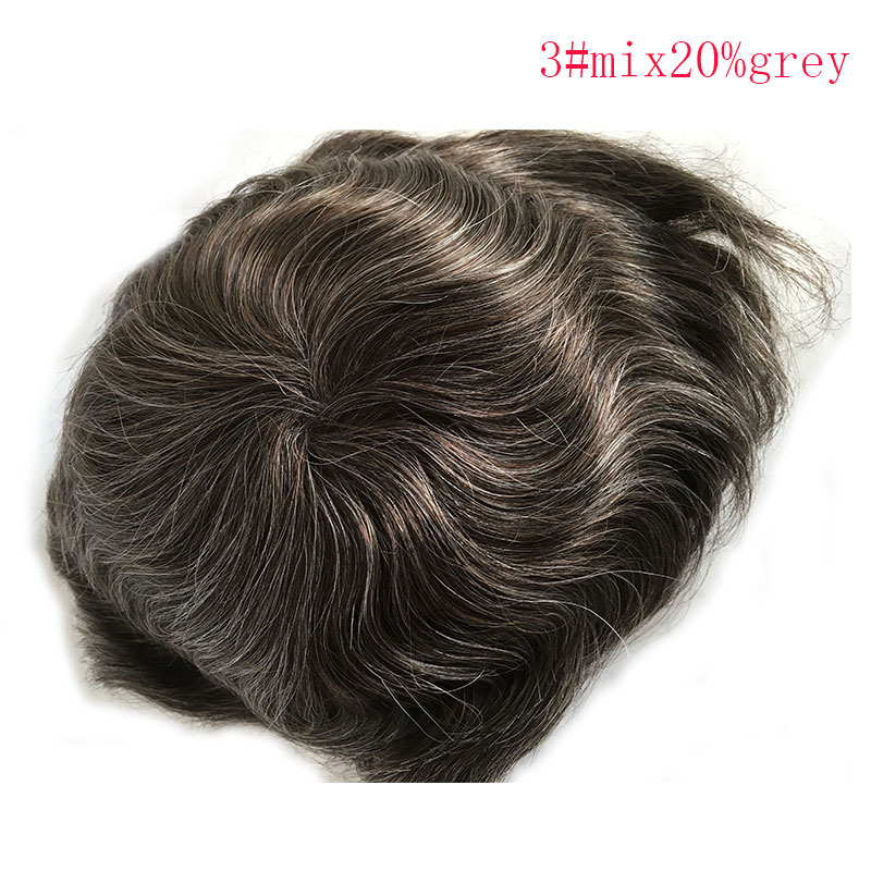 Pwigs Hair Replacement for Men Thin Skin Toupee Mono Lace Top Men's Hair Pieces Replacement System 1B Mixed 20%Grey Hair Men's Wig 10x8inch - Image 26