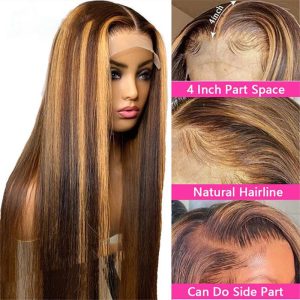 4/27 Highlight Hd Lace Front Wigs Ombre Oreo Straight Human Hair Pre Plucked Natural Hairline - Image 2