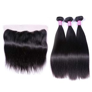 Natural Straight Hair 3 Bundles With Frontal Closure 13x4 Ear To Ear Lace Frontal With Bundles Unprocessed Human Hair - Image 5