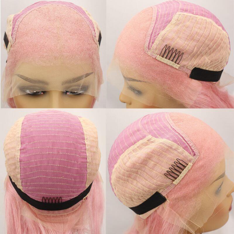 Light Pink Bob Colored 13x4 lace Front Wigs Human Hair Wigs Transparent Peruvian Remy Short Bob Lace Front Wigs Pre plucked Wig 150% - Image 6