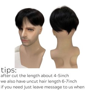 Men Toupee Silk Base Wigs For Men Short Hair PU Silk Base Toupee Human Hair Toupee For Men Hair pieces Transparent skin Hair Replacement Natural Hair - Image 9