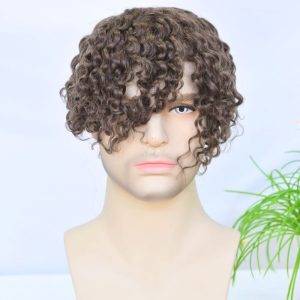 ?Swiss Full Lace Men’s Toupee European Human Hair Replacement System for Men Hairpiece ?Loose Curly #1B Black Color 10x8 inch ? - Image 9