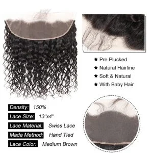 Alternative view of Human Hair Natural Color Hair Bundles With 13x4 Lace Frontal Pre Plucked Bleached Knots