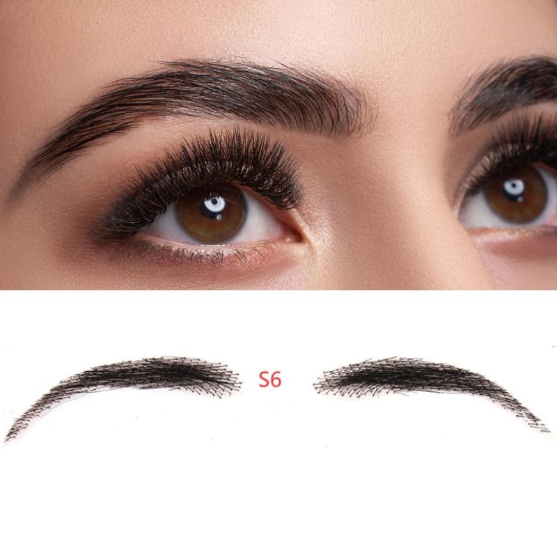 Fake Eyebrow Swiss Lace Invisible Eyebrows For Women and Men Black Color 100% Human Hair Full Hand Tied Eyebrow Hair - Image 3