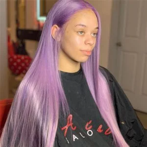 Alternative view of Transparent Purple Lace Front Wig Straight Colored Human Hair Wigs For Women Brazilian Hair Purple Ombre Human Hair Wig 150%