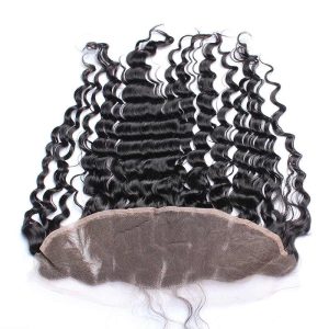 HD 13X4 Lace Frontal Deep Wave Brazalian Remy Hair Ear To Ear Lace Frontal Closure Natural Color - Image 3