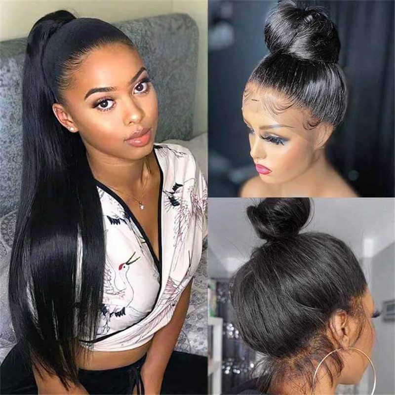 Straight Hair Pre-Plucked 360 Lace Frontal Wigs Human Hair 150%-180% Density 30 Inch