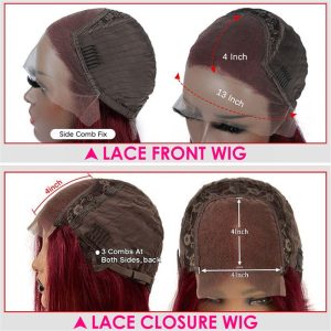 99J Burgundy Color 13X4 Hd Lace Front Wigs Pre Plucked Long Curly Virgin Human Hair Wigs - Image 4