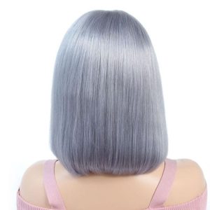 13x4 Bob Lace Wigs Silver Gray Colored Human Hair Lace Front Wig Grey 150% Density Bob Lace Wig - Image 4