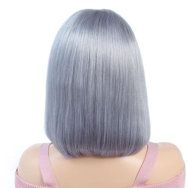 13x4 Bob Lace Wigs Silver Gray Colored Human Hair Lace Front Wig Grey 150% Density Bob Lace Wig - Image 4