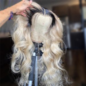 Alternative view of Transparent Lace Wigs Body Wave 1B/613 Blonde Ombre Lace Front Human Hair Wigs Brazilian Remy Hair 1B/613 Brown Blonde Lace Wigs